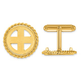 Australian 1/10 oz Gold Lunar $15 Coin Series 3 Coin Bezel Cuff Links Prong Set Twisted Rope in 14k Yellow Gold
