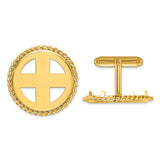 US 1/4 oz Platinum American Eagle $25 Coin Bezel Cuff Links Prong Set Twisted Rope in 14k Yellow Gold
