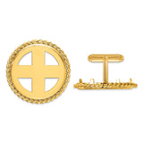 US 1/2 oz Platinum American Eagle $50 Coin Bezel Cuff Links Prong Set Twisted Rope in 14k Yellow Gold