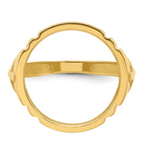Australian 1/10 oz Gold Kangaroo $15 Coin Bezel Ring Prong Set Mens Diamond-Cut Cross Sides in 14k Yellow Gold