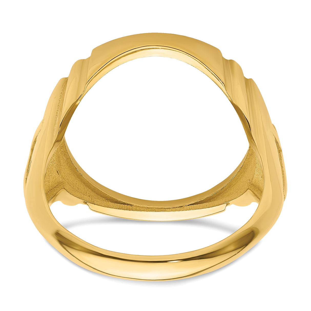 Australian 1/10 oz Gold Kangaroo $15 Coin Bezel Ring Prong Set Mens Diamond-Cut Cross Sides in 14k Yellow Gold