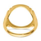 Australian 1/10 oz Gold Kangaroo $15 Coin Bezel Ring Prong Set Mens Diamond-Cut Cross Sides in 14k Yellow Gold