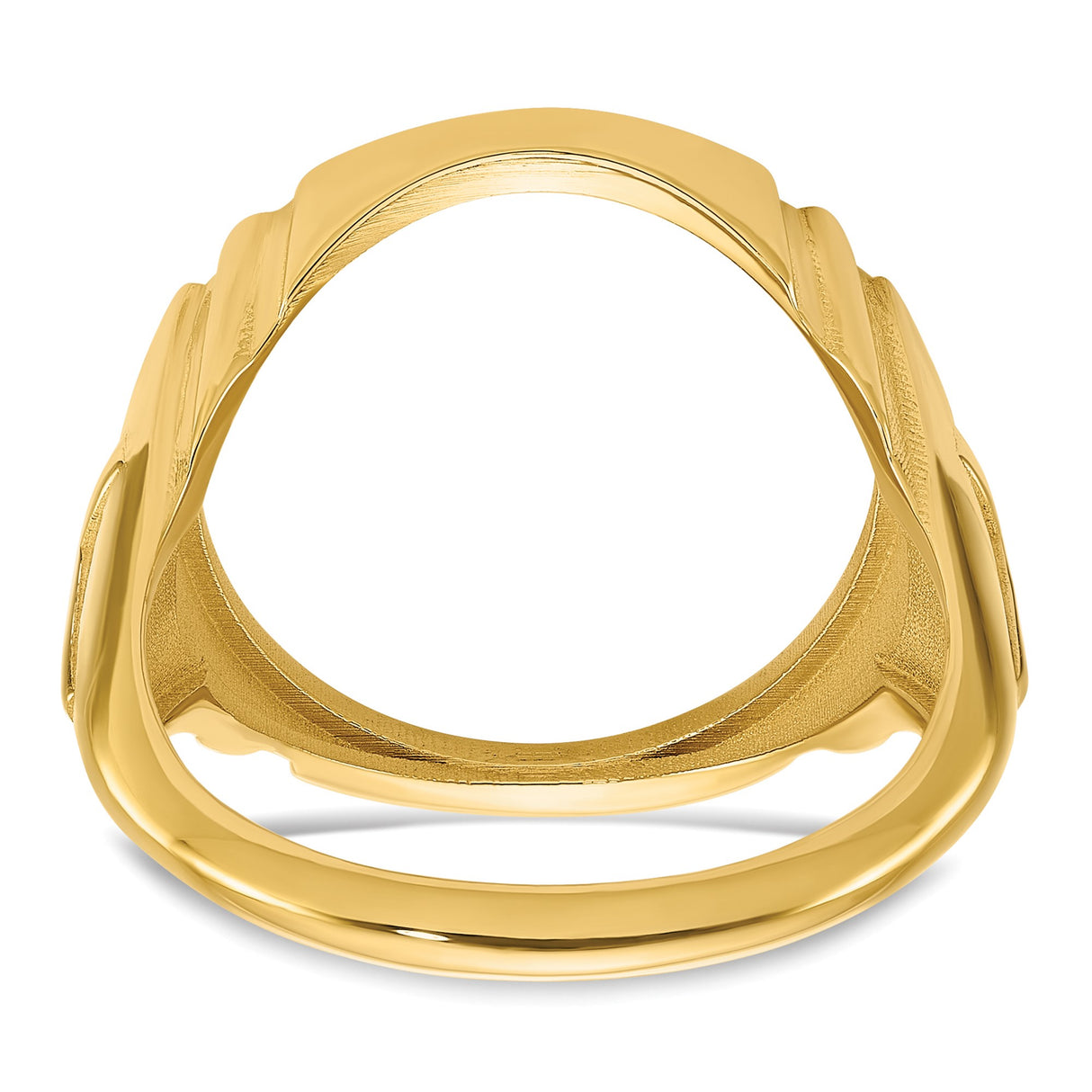 Australian 1/10 oz Gold Kangaroo $15 Coin Bezel Ring Prong Set Mens Cross Sides in 14k Yellow Gold