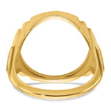 Australian 1/10 oz Gold Kangaroo $15 Coin Bezel Ring Prong Set Mens Cross Sides in 14k Yellow Gold