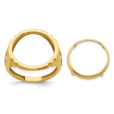 Australian 1/10 oz Gold Kangaroo $15 Coin Bezel Ring Prong Set Mens Cross Sides in 14k Yellow Gold