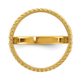 Australian 1/10 oz Gold Koala $15 Coin Bezel Ring Prong Set Diamond-Cut Twisted Wire Scroll in 14k Yellow Gold