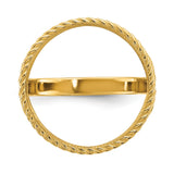 Australian 1/10 oz Gold Lunar $15 Coin Series 3 Coin Bezel Ring Prong Set Diamond-Cut Twisted Wire Scroll in 14k Yellow Gold