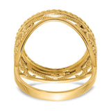 Australian 1/10 oz Gold Lunar $15 Coin Series 3 Coin Bezel Ring Prong Set Diamond-Cut Twisted Wire Scroll in 14k Yellow Gold