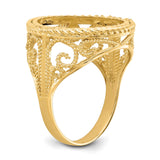 Australian 1/10 oz Gold Lunar $15 Coin Series 3 Coin Bezel Ring Prong Set Diamond-Cut Twisted Wire Scroll in 14k Yellow Gold