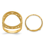 Australian 1/10 oz Gold Lunar $15 Coin Series 3 Coin Bezel Ring Prong Set Diamond-cut Twisted Wire Scroll Design in 10k Yellow Gold