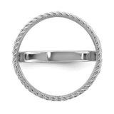 Australian 1/10 oz Gold Lunar $15 Coin Series 3 Coin Bezel Ring Prong Set Diamond-Cut Twisted Wire Scroll in 14k White Gold