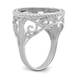 Australian 1/10 oz Gold Lunar $15 Coin Series 3 Coin Bezel Ring Prong Set Diamond-Cut Twisted Wire Scroll in 14k White Gold