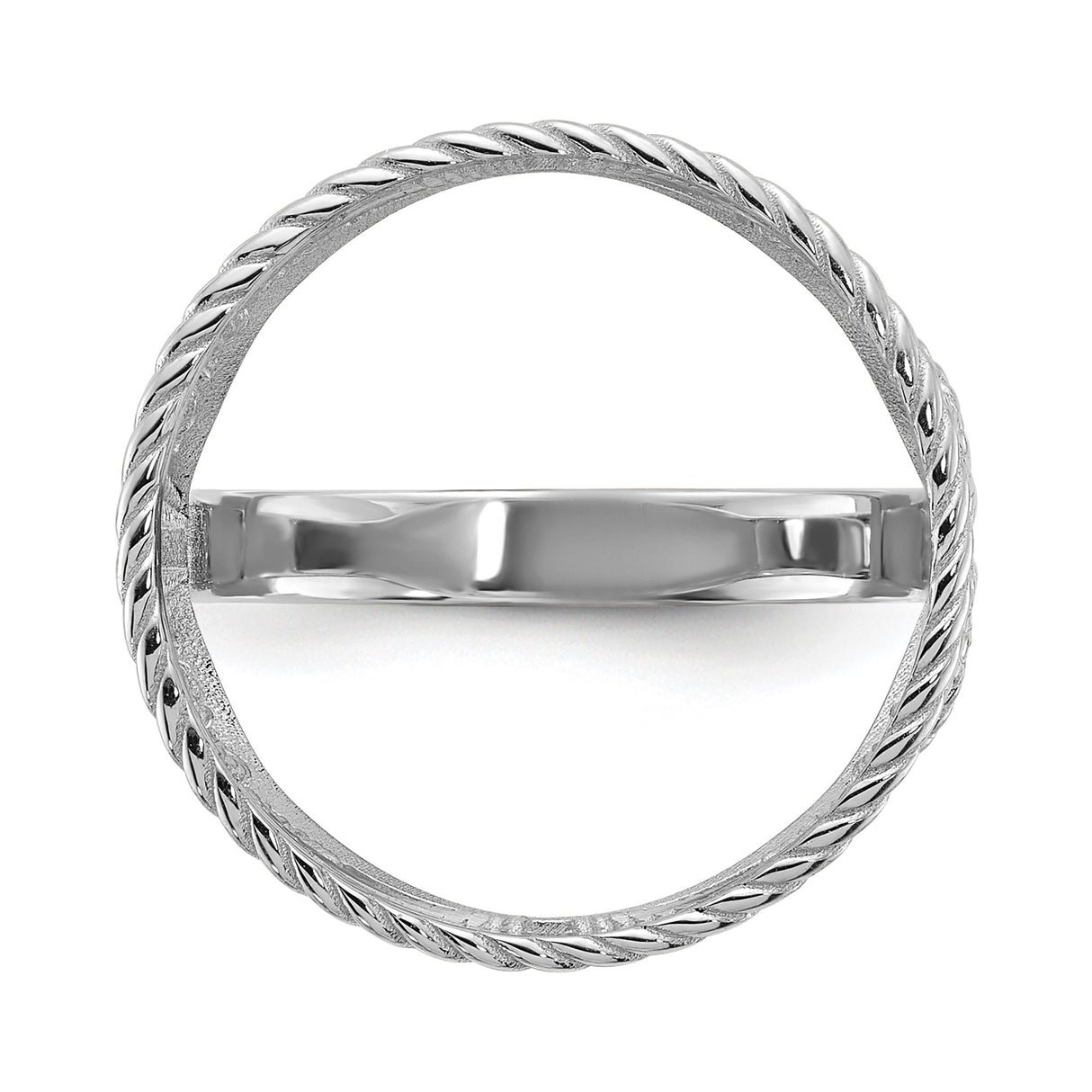 Australian 1/10 oz Gold Lunar $15 Coin Series 3 Coin Bezel Ring Prong Set Diamond-Cut Twisted Wire Scroll in 14k White Gold
