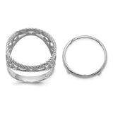 Australian 1/10 oz Gold Lunar $15 Coin Series 3 Coin Bezel Ring Prong Set Diamond-Cut Twisted Wire Scroll in 14k White Gold