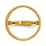 Australian 1/10 oz Gold Kangaroo $15 Coin Bezel Ring Prong Set Diamond-Cut Twisted Wire Scroll in 14k Yellow Gold