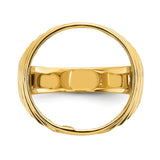 Australian 1/10 oz Gold Koala $15 Coin Bezel Ring Prong Set Mens Ribbed Edge in 14k Yellow Gold