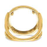 Australian 1/10 oz Gold Kangaroo $15 Coin Bezel Ring Prong Set Diamond-Cut in 14k Yellow Gold