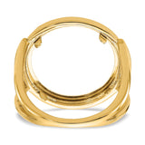Australian 1/10 oz Gold Lunar $15 Coin Series 3 Coin Bezel Ring Prong Set Diamond-Cut in 14k Yellow Gold