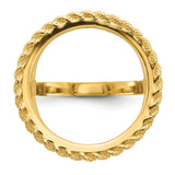 Australian 1/10 oz Gold Kangaroo $15 Coin Bezel Ring Prong Set Diamond-Cut Rope Edge in 14k Yellow Gold