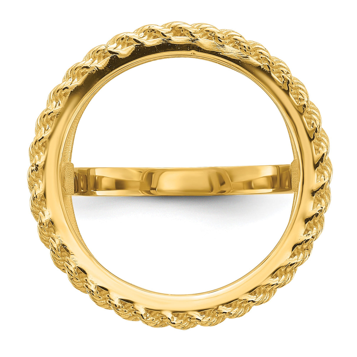 Australian 1/10 oz Gold Lunar $15 Coin Series 3 Coin Bezel Ring Prong Set Diamond-Cut Rope Edge in 14k Yellow Gold
