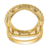 Australian 1/10 oz Gold Lunar $15 Coin Series 3 Coin Bezel Ring Prong Set Diamond-Cut Rope Edge in 14k Yellow Gold
