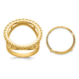 Australian 1/10 oz Gold Lunar $15 Coin Series 3 Coin Bezel Ring Prong Set Diamond-Cut Rope Edge in 14k Yellow Gold