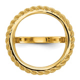 Australian 1/10 oz Gold Lunar $15 Coin Series 3 Coin Bezel Ring Prong Set Diamond-Cut Rope Edge in 14k Yellow Gold