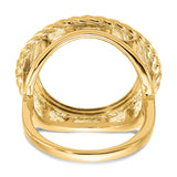 Australian 1/10 oz Gold Lunar $15 Coin Series 3 Coin Bezel Ring Prong Set Diamond-Cut Rope Edge in 14k Yellow Gold