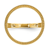Australian 1/10 oz Gold Lunar $15 Coin Series 3 Coin Bezel Ring Prong Set Diamond-cut with Filigree Sides in 14k Yellow Gold