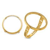 Australian 1/10 oz Gold Lunar $15 Coin Series 3 Coin Bezel Ring Prong Set Diamond-Cut Rope in 14k Yellow Gold