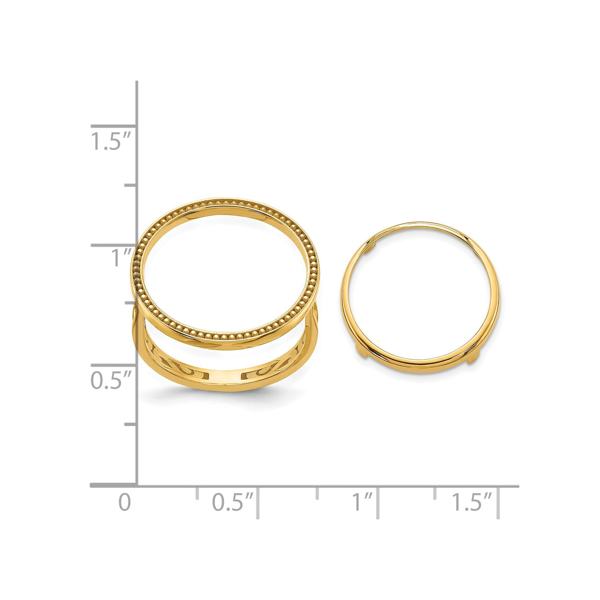 Australian 1/10 oz Gold Lunar $15 Coin Series 3 Coin Bezel Ring Prong Set Diamond-Cut Rope in 14k Yellow Gold