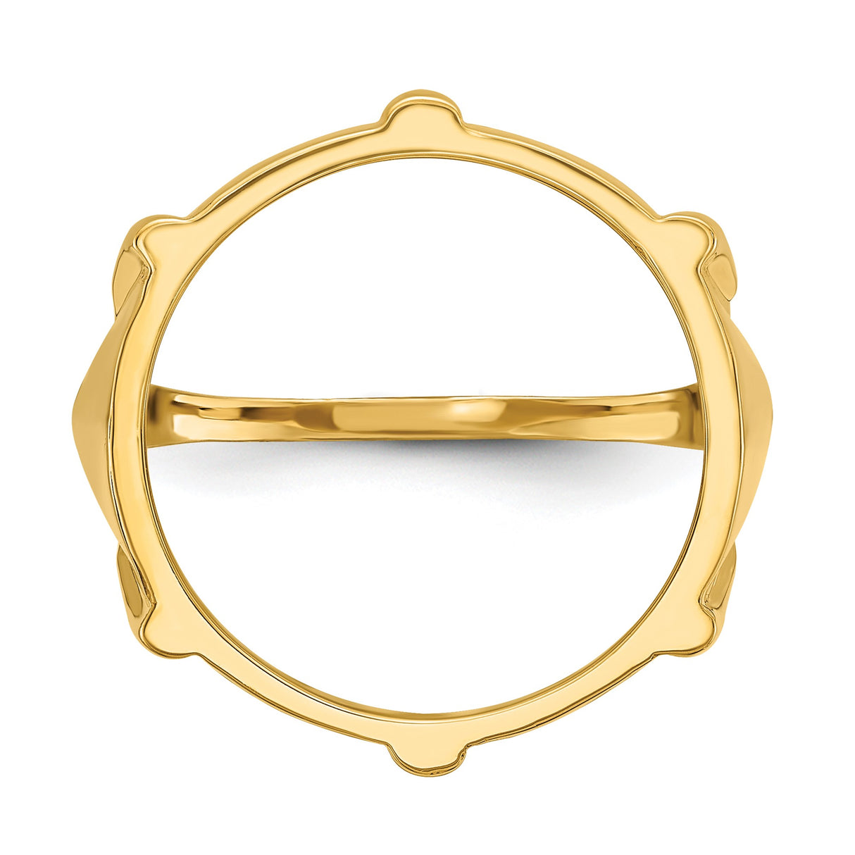 Australian 1/10 oz Gold Kangaroo $15 Coin Bezel Ring Prong Set Diamond-cut Fluted in 14k Yellow Gold