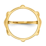 Australian 1/10 oz Gold Kangaroo $15 Coin Bezel Ring Prong Set Diamond-cut Fluted in 14k Yellow Gold