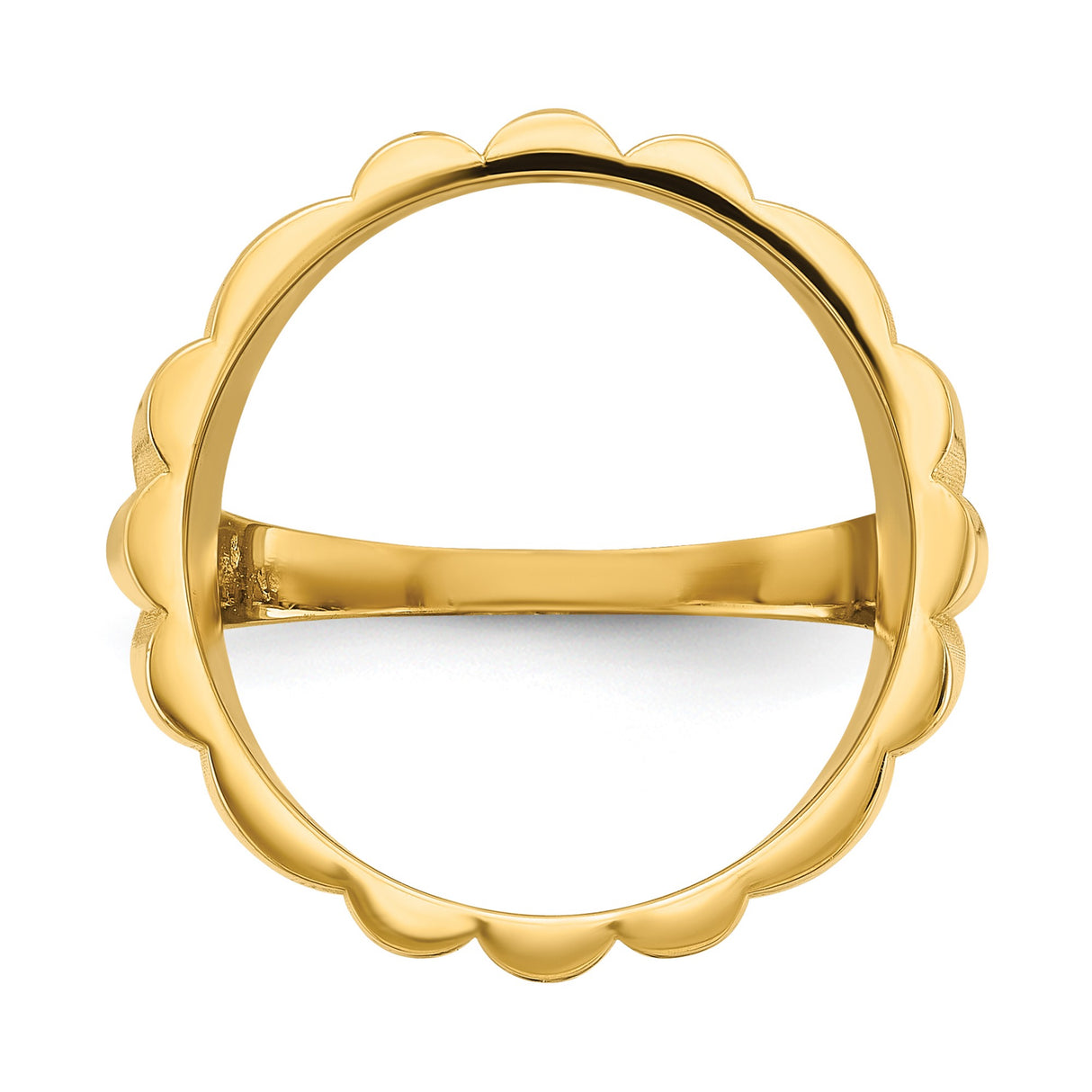 Australian 1/10 oz Gold Lunar $15 Coin Series 3 Coin Bezel Ring Prong Set Diamond-cut Fluted in 14k Yellow Gold