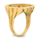 Australian 1/10 oz Gold Lunar $15 Coin Series 3 Coin Bezel Ring Prong Set Diamond-cut Fluted in 14k Yellow Gold