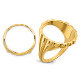Australian 1/10 oz Gold Lunar $15 Coin Series 3 Coin Bezel Ring Prong Set Diamond-cut Fluted in 14k Yellow Gold