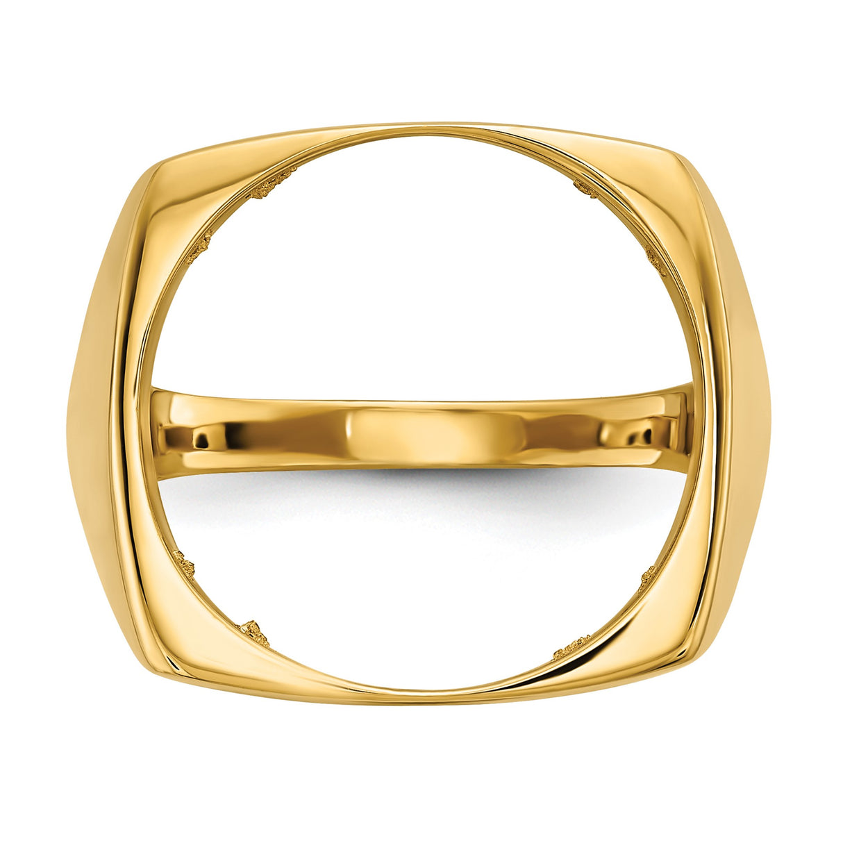 Australian 1/10 oz Gold Lunar $15 Coin Series 3 Coin Bezel Ring Prong Set Mens Diamond-cut Square Shaped in 14k Yellow Gold