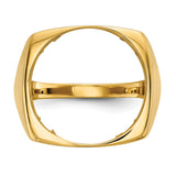 Australian 1/10 oz Gold Lunar $15 Coin Series 3 Coin Bezel Ring Prong Set Mens Diamond-cut Square Shaped in 14k Yellow Gold