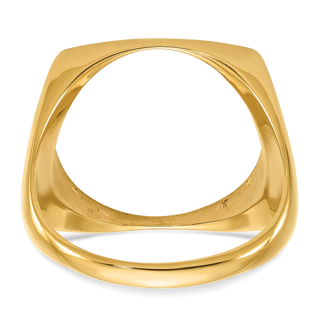 Australian 1/10 oz Gold Lunar $15 Coin Series 3 Coin Bezel Ring Prong Set Mens Diamond-cut Square Shaped in 14k Yellow Gold