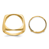 Australian 1/10 oz Gold Lunar $15 Coin Series 3 Coin Bezel Ring Prong Set Mens Diamond-cut Square Shaped in 14k Yellow Gold