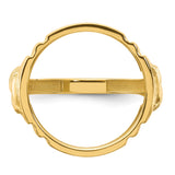 Australian 1/10 oz Gold Kangaroo $15 Coin Bezel Ring Prong Set Mens Diamond-Cut Horse Sides in 14k Yellow Gold