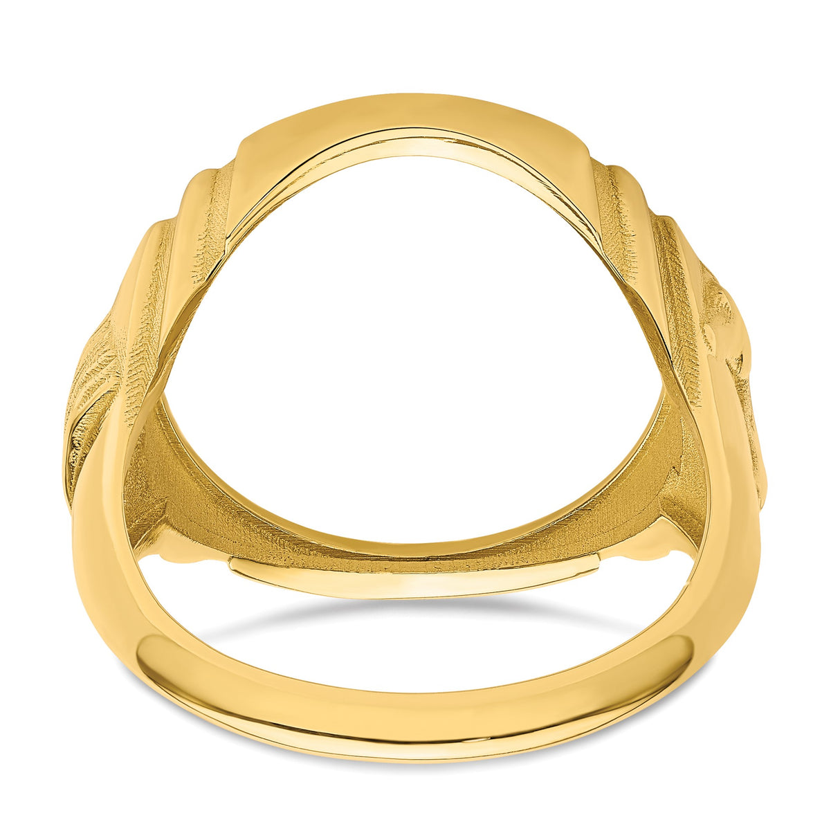 Australian 1/10 oz Gold Kangaroo $15 Coin Bezel Ring Prong Set Mens Diamond-Cut Horse Sides in 14k Yellow Gold