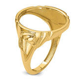Australian 1/10 oz Gold Kangaroo $15 Coin Bezel Ring Prong Set Mens Diamond-Cut Horse Sides in 14k Yellow Gold