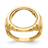 Australian 1/10 oz Gold Kangaroo $15 Coin Bezel Ring Prong Set Mens Diamond-Cut Horse Sides in 14k Yellow Gold