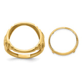 Australian 1/10 oz Gold Kangaroo $15 Coin Bezel Ring Prong Set Mens Diamond-Cut Horse Sides in 14k Yellow Gold
