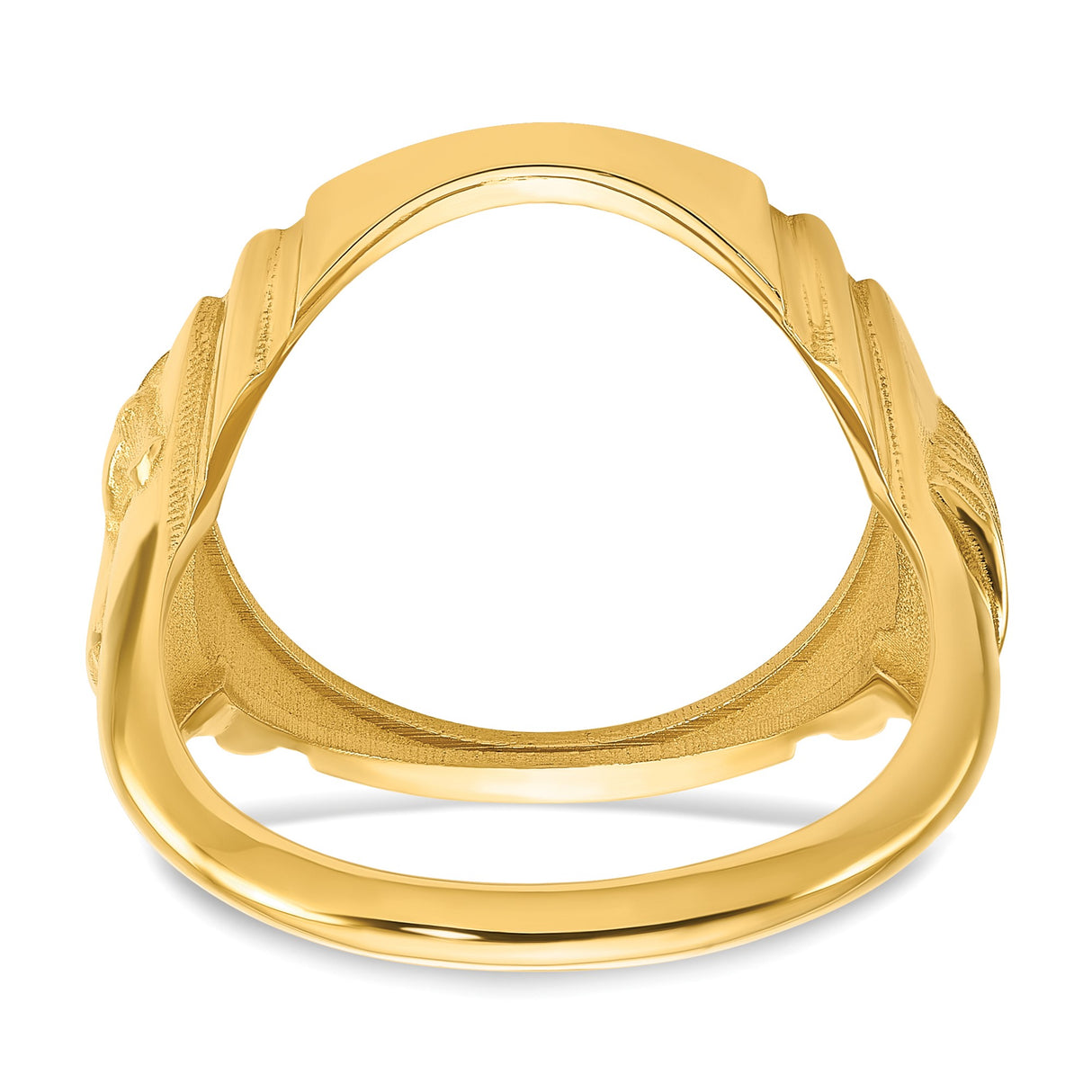 Australian 1/10 oz Gold Kangaroo $15 Coin Bezel Ring Prong Set Mens Horse Sides in 14k Yellow Gold