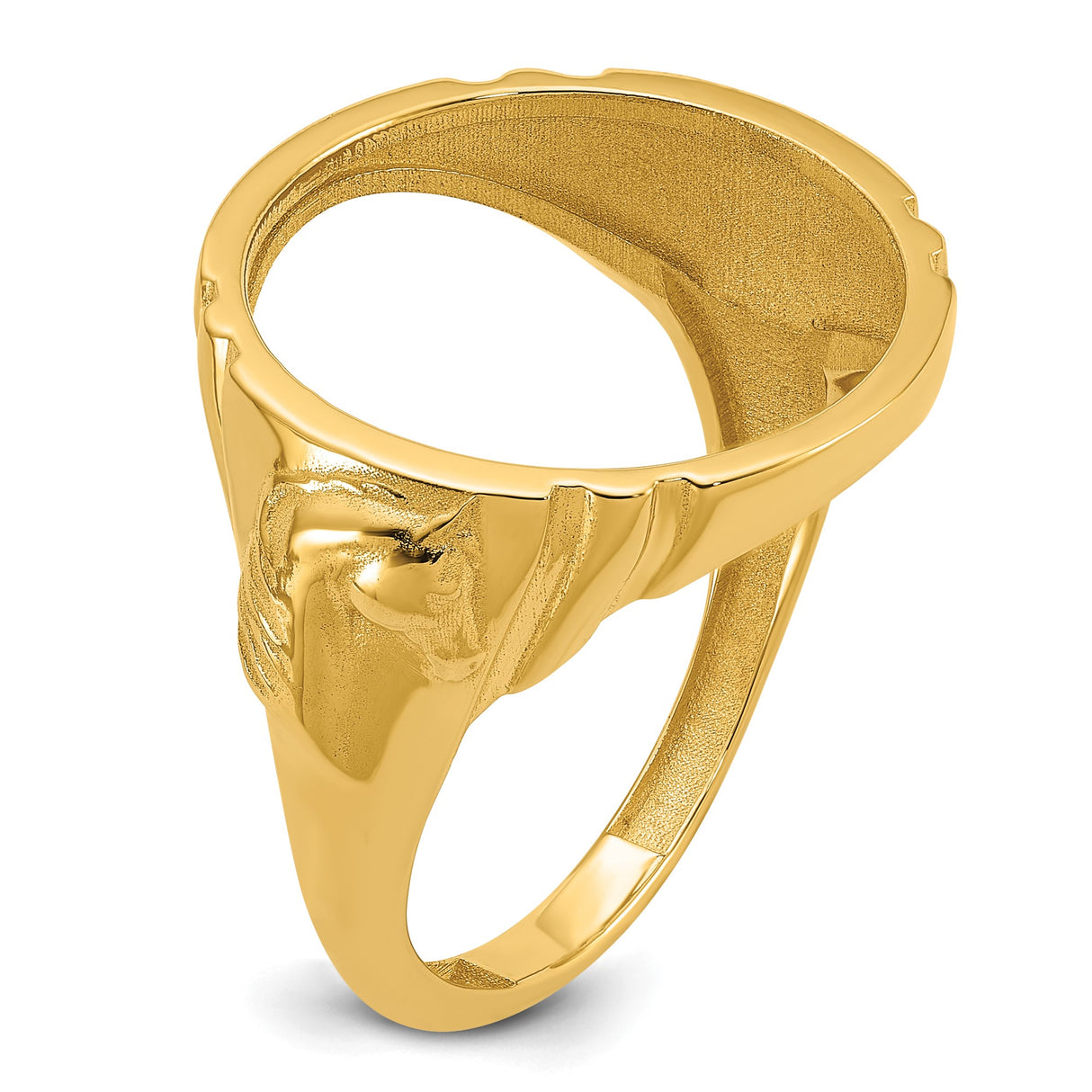 Australian 1/10 oz Gold Koala $15 Coin Bezel Ring Prong Set Mens Horse Sides in 14k Yellow Gold