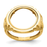 Australian 1/10 oz Gold Kangaroo $15 Coin Bezel Ring Prong Set Mens Horse Sides in 14k Yellow Gold