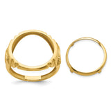 Australian 1/10 oz Gold Lunar $15 Coin Series 3 Coin Bezel Ring Prong Set Mens Horse Sides in 14k Yellow Gold