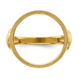 Australian 1/10 oz Gold Kangaroo $15 Coin Bezel Ring Prong Set Mens Diamond-Cut Eagle Side in 14k Yellow Gold